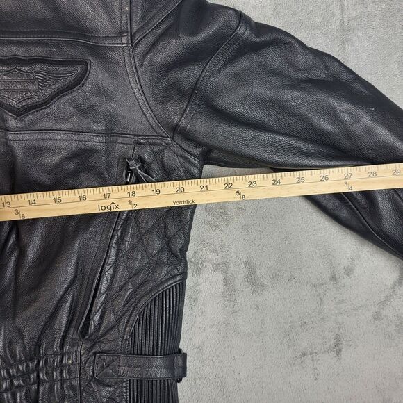 Harley Davidson Padded Motorcycle Vintage Jacket Black Size M - Picture 8 of 16